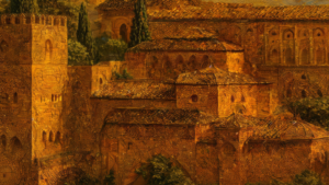 Alhambra Palace Wall Art, Andalusian Architecture Print, Granada Spain Landscape, Islamic Palace Artwork, Moorish Castle AI Art, Large Printable